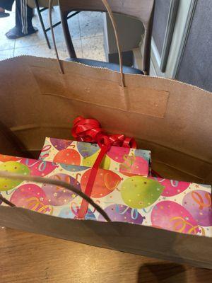 Beautifully wrapped birthday gift