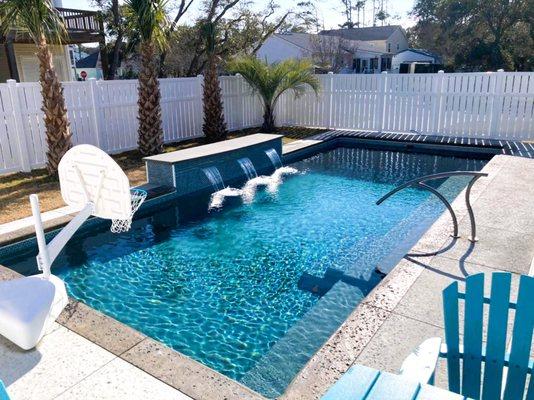 Pool and waterfall feature