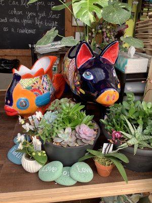 Cool hand painted animal planters