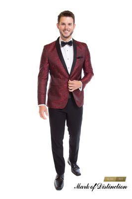 Red Paisley with Black Shawl Lapels at Minsky Formal Wear