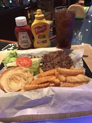 Hamburger and fries