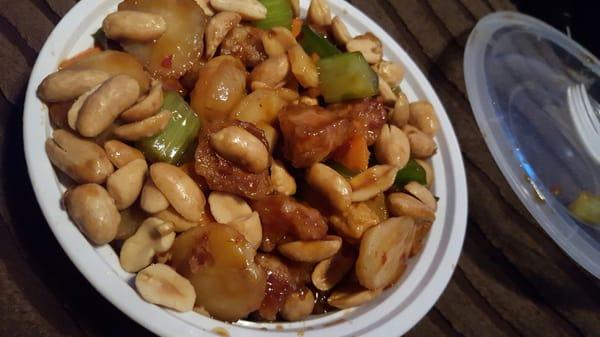 Hot spicy kung pao chicken with peanuts