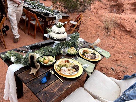 Valley of Fire Bride & Groom plate settings