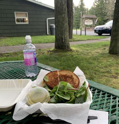 Reuben sandwich baby spinach leaves salad