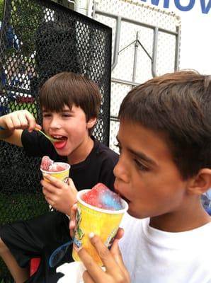 Kids enjoying the shaved ice