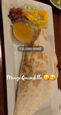 Mango chicken quesadilla.