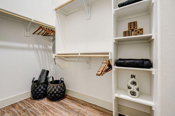 Walk-in closets with built-in shelving