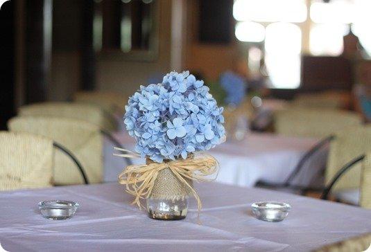 blue hydrangea mason jar