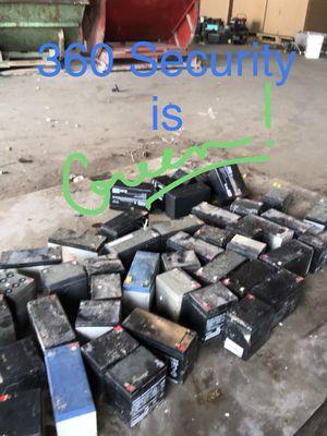 Did you know a lot of alarm companies just throw all these lead batteries in the trash? We RECYCLE!