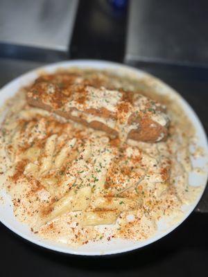 Fried Salmon Alfredo