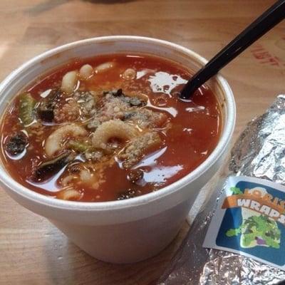 Lori's minestrone soup, served with noodles and parmesan, or try it gluten free!