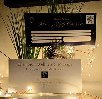 A Massage Gift Certificate is the perfect present for any occasion.