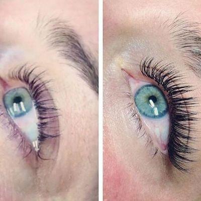 Before and after eyelash tint