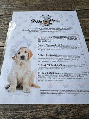 Dog menu