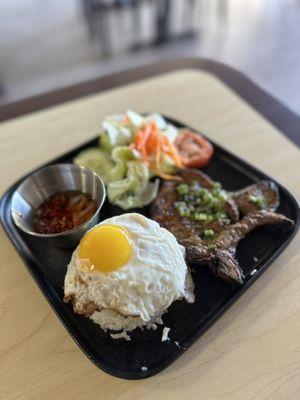 Pork chop and rice with egg