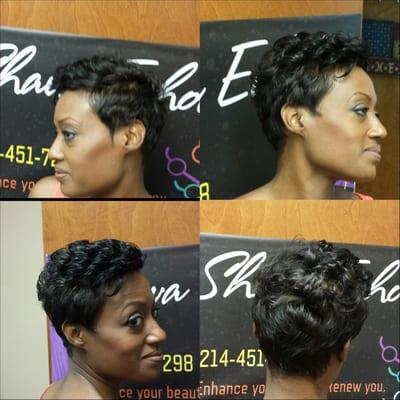 Haircut and style with added hair at top. Natural hair