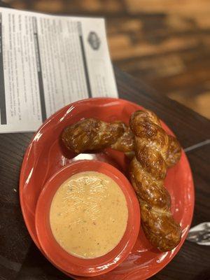 Pretzels and beer cheese dip