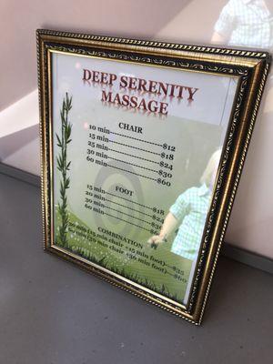 Great massage. Prices at September 2017