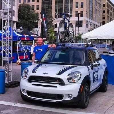 Keith McGarvey, our lead technician, getting ready for Ironman.  MINI of Madison sponsored and drove the pacecar in 2014.