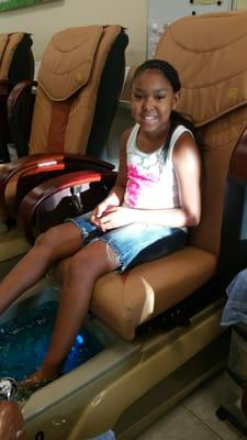 My big girl's first time in the big nail chair... :-)  Headed to middle school tomorrow!  :-)