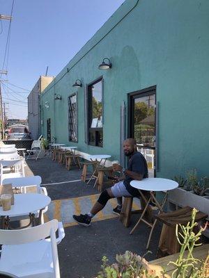 Plenty of outdoor seating in sun and shade- and it's off the main road!