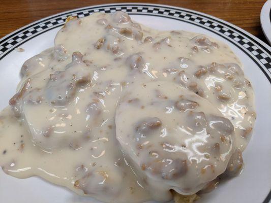 Sausage gravy and biscuits