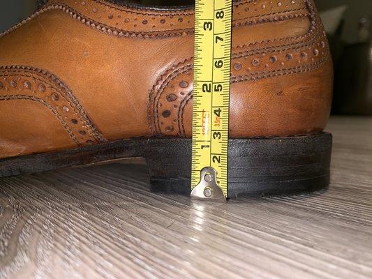 Inside of the right shoe: 1 1/32 inches in height