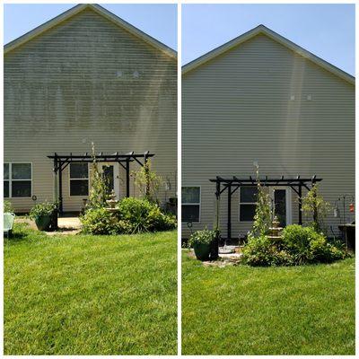 Algae removal from the north facing side of this home along with a house wash!