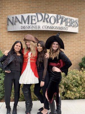 Some of the name droppers staff. Dressed up for Halloween