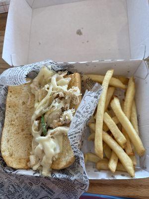 CHICKEN PHILLY and fries