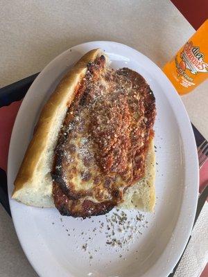 Eggplant parmigiana sandwich