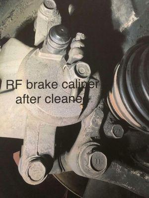 They take photos and give you a print out.  Thanks you cleaning the brake caliper!