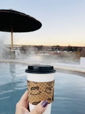 Coffee and soak at 7am.