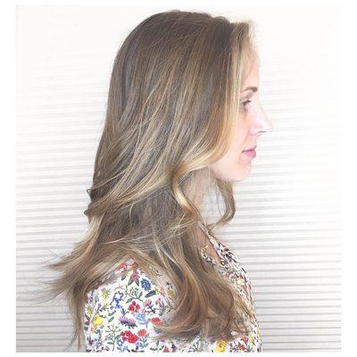 Hair by Evan and Tricia.  Soft, subtle hand painted highlights for low maintenance definition