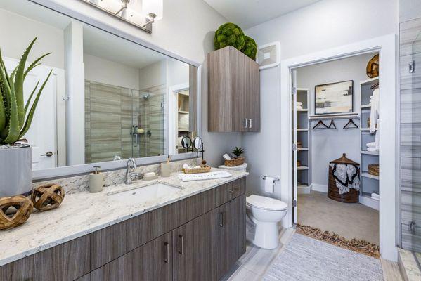 Spacious bathrooms and walk-in closets.