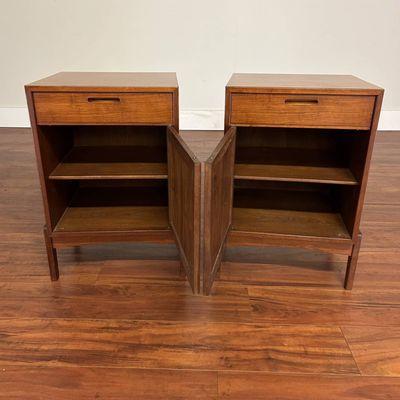 Danish teak mid-century nightstand pair