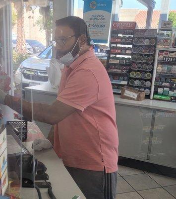 This cashier is rude , no patience and no respect for customers. He acted like he own this gas station.