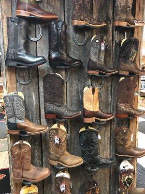 A few of the cowboy boots at Outback Leather.