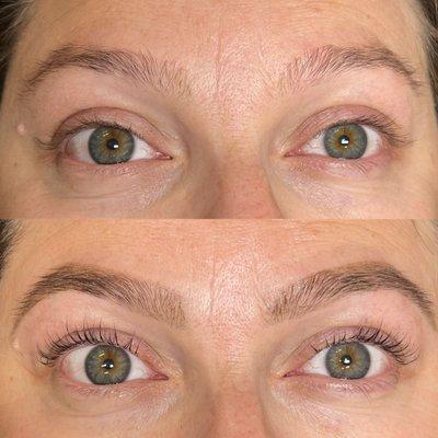 Brow Shape + Tint.
Lash Lift + Tint.