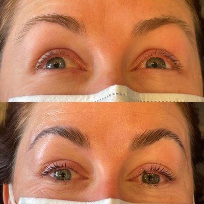 Lashes lifted and Brows laminated by Maryam - Orange , CA