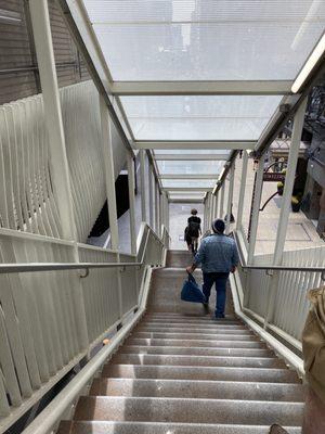 Stairs to street level from train platform