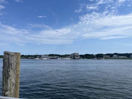 View of the harbor from the back deck, overlooking The Back Eddy across the water.