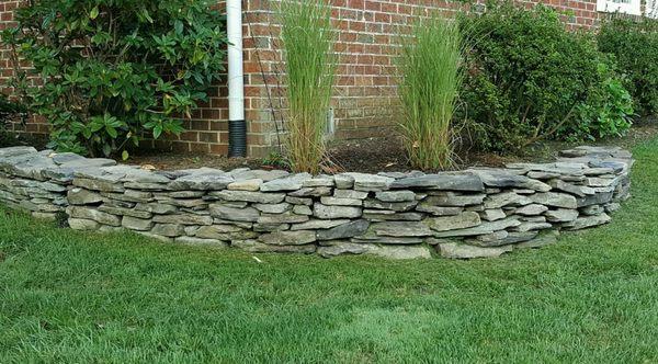 Fieldstone walls and borders.