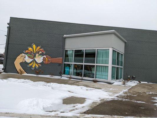 Patio area & mural