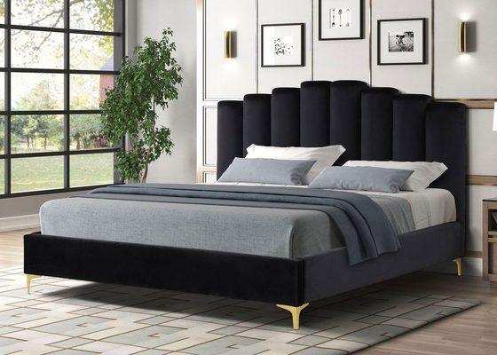 Modern Black Velvet Platform Bed