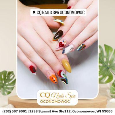 Looking for the latest in nail fashion? 
 CQ Nails Spa Oconomowoc has you covered! 
Discover our range of trendy designs and let your na