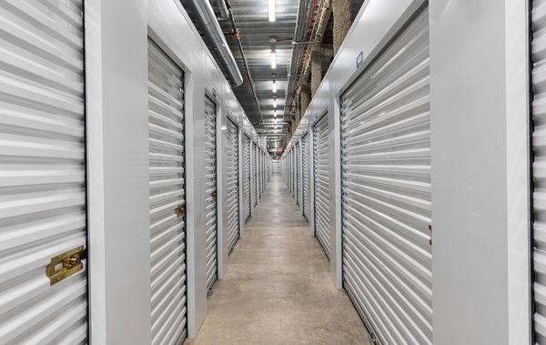 Indoor, clean, bright, and secure storage units.