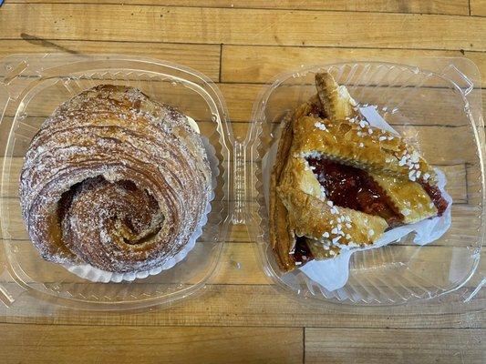 Cardamom bun and strawberry rhubarb tart