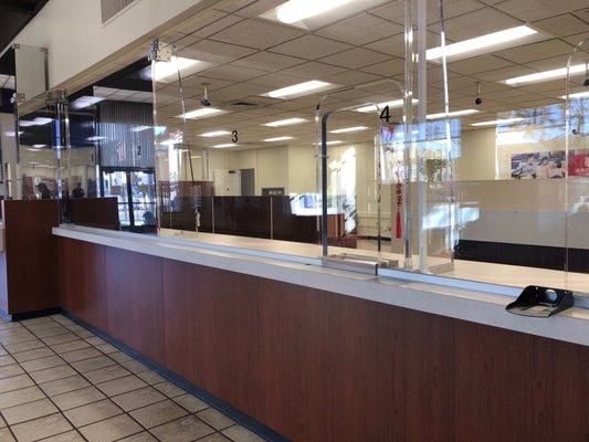 Empty teller windows.