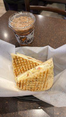 almond & apple panini and an iced vanilla spiced chai